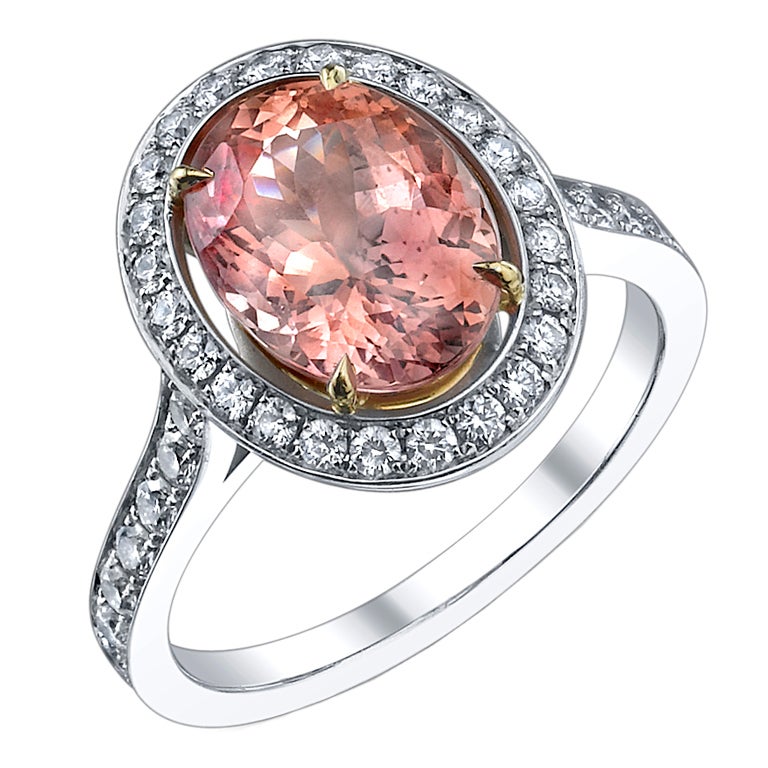 TAMIR Rare Natural Padparadscha Sapphire and Diamond Ring. at 1stDibs |  padparadscha sapphire engagement ring