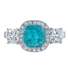 Tamir Timeless and Rare Paraiba Tourmaline and Diamond Ring.