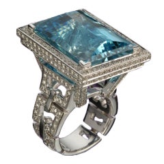 TAMIR Extraordinary Aquamarine and Diamond Ring.