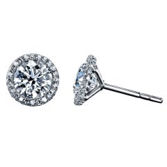 TAMIR Timeless Micro Pave Diamond White Gold Stud Earrings.