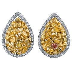 Natural Fancy Colored Diamond Earrings.