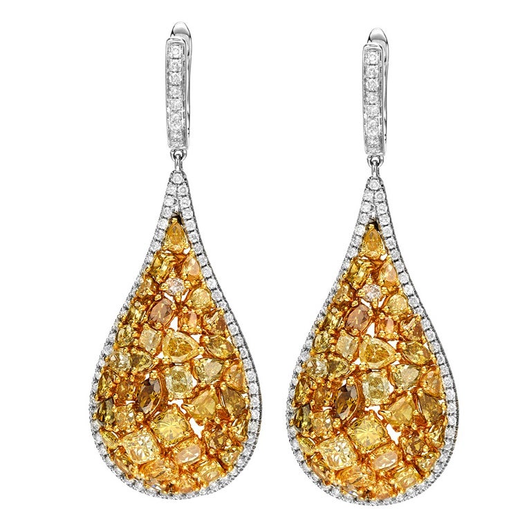 Remarkable Natural Fancy Colored Diamond Drop Earring. at 1stDibs