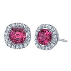 TAMIR Intense Pink Spinels and Diamond Earrings.