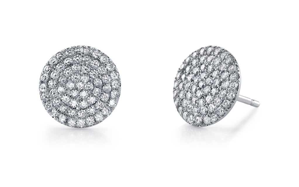 TAMIR Exquisite Micro Pave Diamond Disc Earrings.