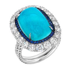 TAMIR Ultra Rare Paraiba Tourmaline, Sapphire and Diamond Ring.