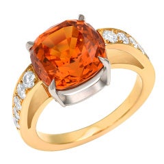 TAMIR Rare and Exquisite Mandarin Garnet and Diamond ring.