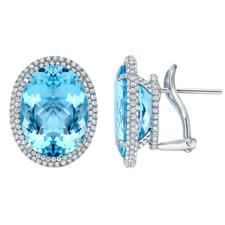 Tamir 15.18 Carat Aquamarine Diamond Platinum Earrings