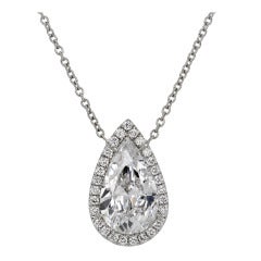 Timeless 3 carat E-VS2 Pear Shape Diamond Necklace.