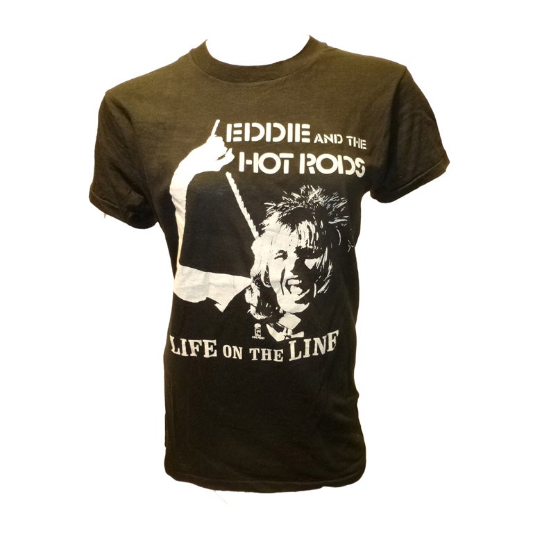 Eddie and the Hot Rods Life On The Line Vintage Tee Shirt 1977 For Sale