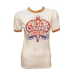 Vintage Alice Cooper 1972 Ringer Tee Shirt School's Out LP