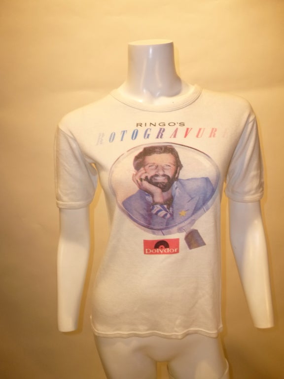 Vintage Ringo Starr T-shirt for his 1976 fifth studio LP Rotogravure. German edition tee.