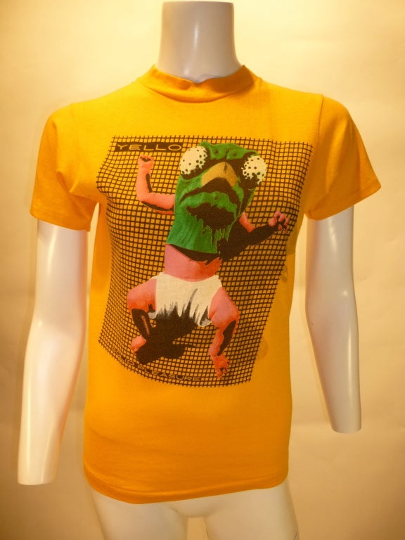 Promotional T-shirt for Solid Pleasure, the 1980 debut album from Swiss electronic duo Yello.
Bust: 16