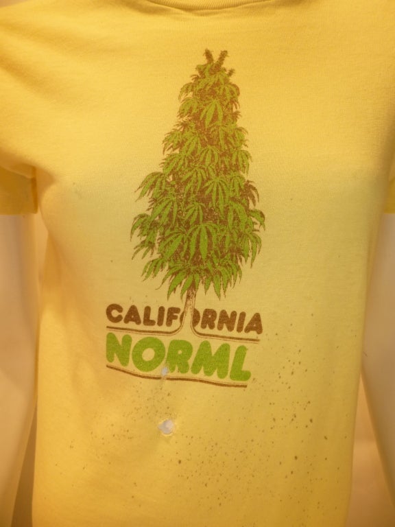 Women's or Men's 1970s Vintage NORML California Tee Shirt For Sale