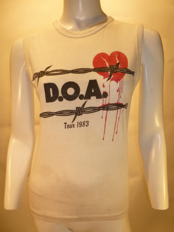 Promotional T-shirt for Vancouver hardcore punks D.O.A's 1983 Tour 