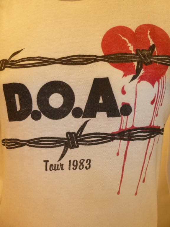 Women's or Men's D.O.A. We Came In Peace 1983 Tour Tee Shirt For Sale