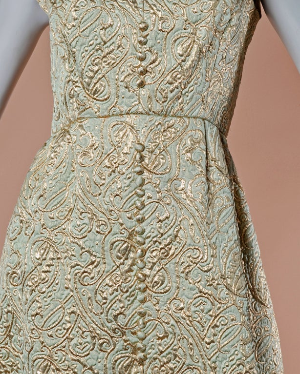 Ceil Chapman Vintage Metallic Brocade Dress + Pants 2-Piece Set In Excellent Condition In Sparks, NV