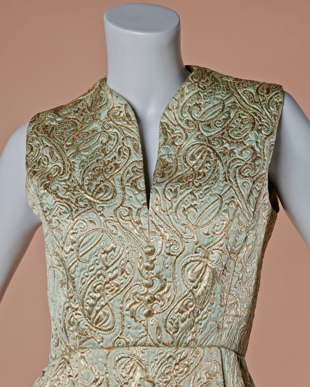 Women's Ceil Chapman Vintage Metallic Brocade Dress + Pants 2-Piece Set