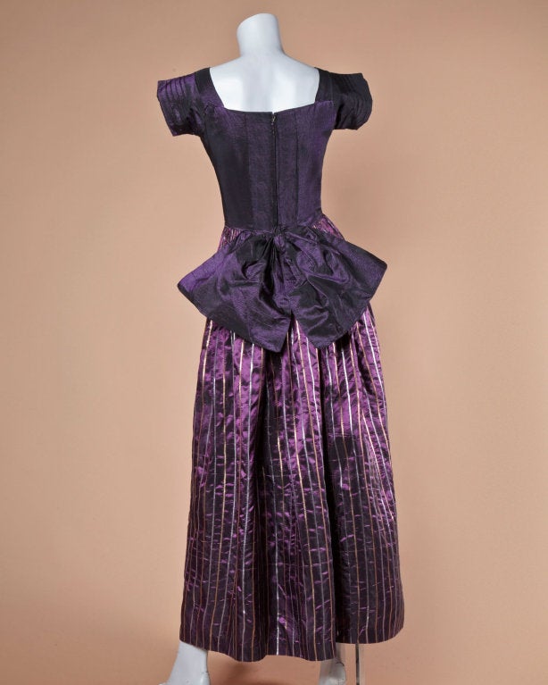 Women's Vintage 1940's Metallic Purple Silk Taffeta Gown