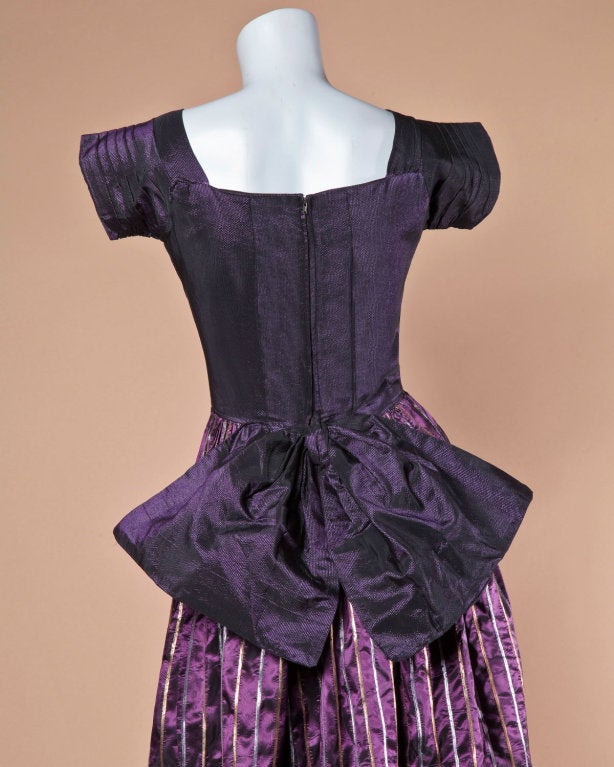 Vintage 1940's Metallic Purple Silk Taffeta Gown 1