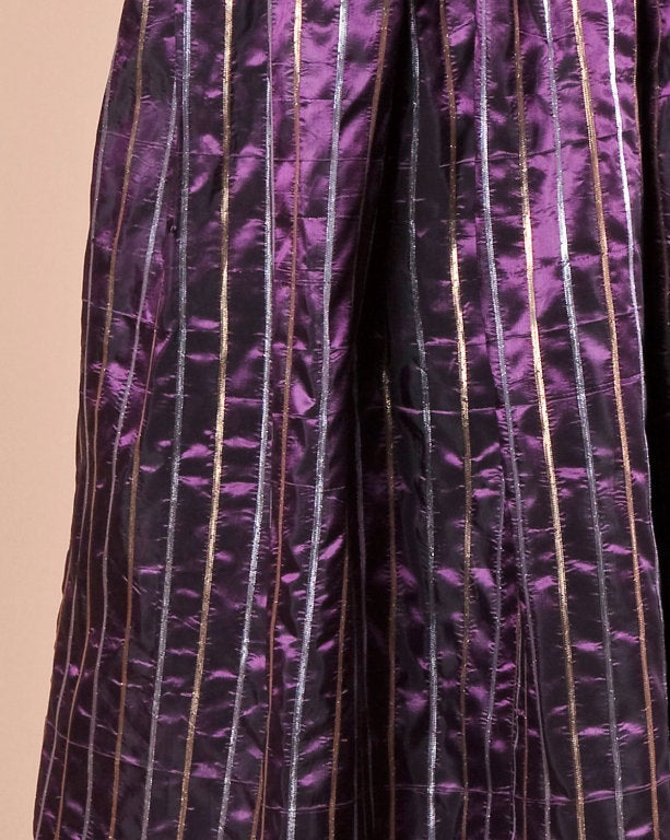Vintage 1940's Metallic Purple Silk Taffeta Gown 2
