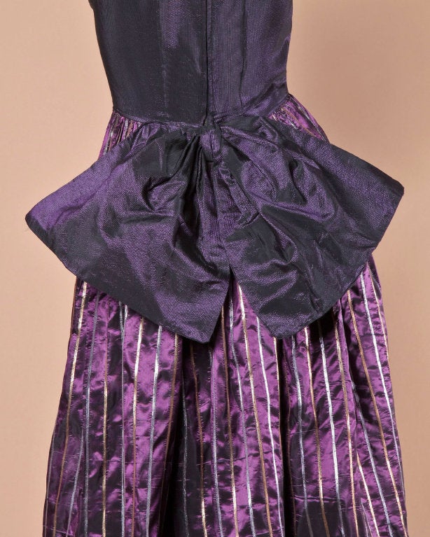Vintage 1940's Metallic Purple Silk Taffeta Gown 3