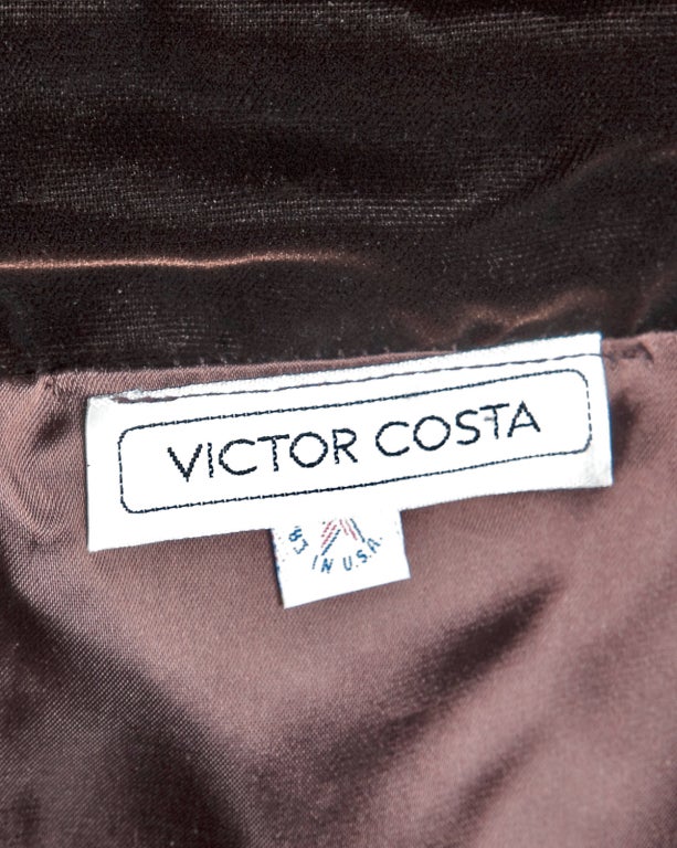 Victor Costa Brown Velvet + Heavy Satin 1980's Formal Dress 3