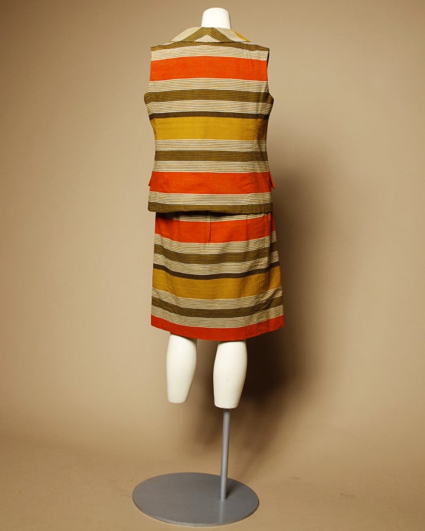 Vintage 1960s 60s Nina Ricci Mod 2-Piece Set Linen Dress + Vest Ensemble 2
