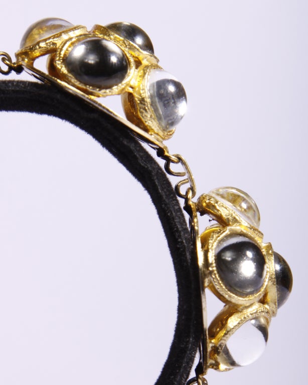 Alice Caviness Vintage 1940's Glass Cabochon Gold Tone Bracelet 1