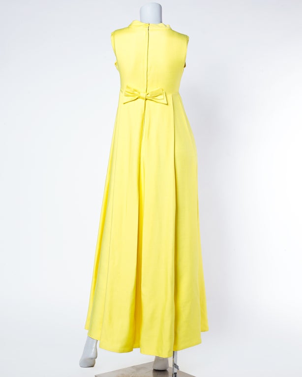 Emma Domb Vintage 1960's Lemon Yellow Maxi Dress Gown In Excellent Condition In Sparks, NV