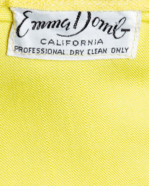 Emma Domb Vintage 1960's Lemon Yellow Maxi Dress Gown 2