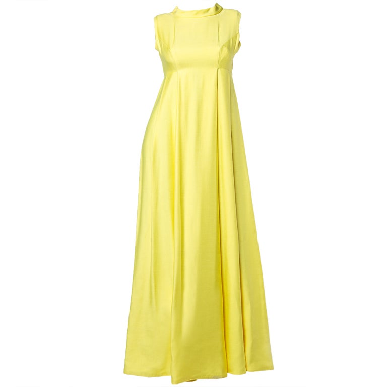 Emma Domb Vintage 1960's Lemon Yellow Maxi Dress Gown