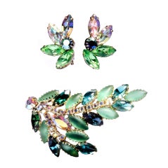 Juliana Demi Parure Brooch + Earrings Set
