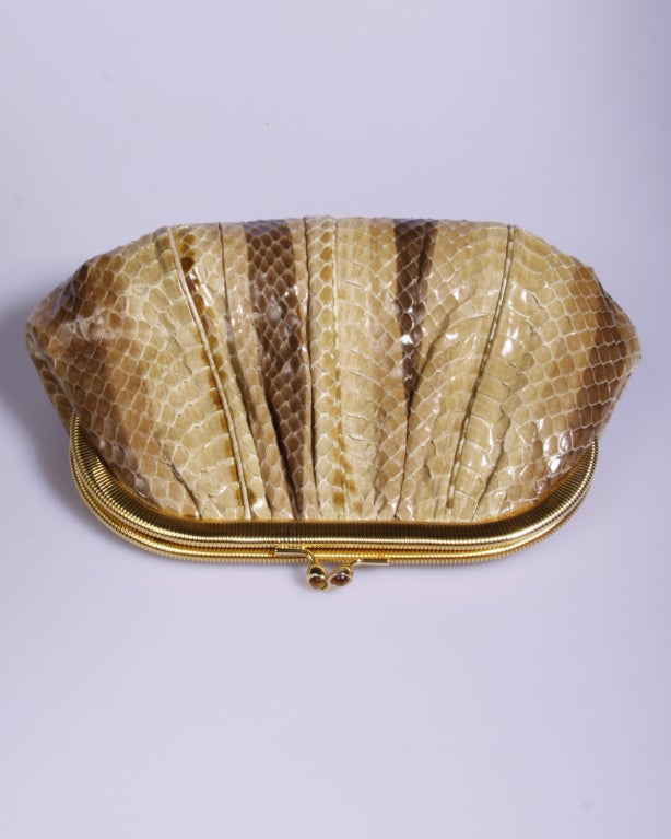 Judith Leiber Python Snakeskin Clutch Bag 1