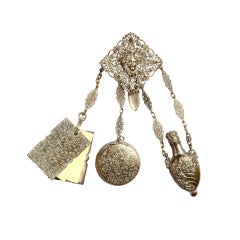 Antique Victorian Chatelaine Rhodium Purse Bag