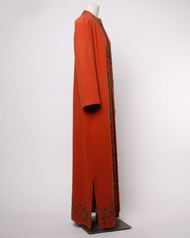 Women's Vintage 1940's Embellished Wool Maxi Coat