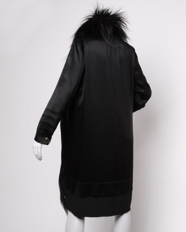 Vintage 1920's Silk Opera Coat with Monkey Fur Trim 1