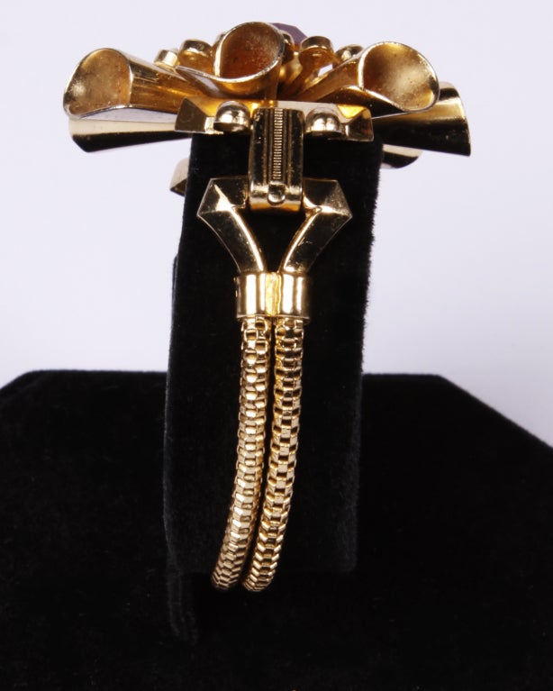 Vintage 1940's Signé Coro/ Pegasus Rhinestone Bracelet Fleur 1
