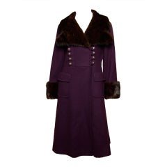 Vintage Carillion Wool + Mahogany Mink Fur Military Coat