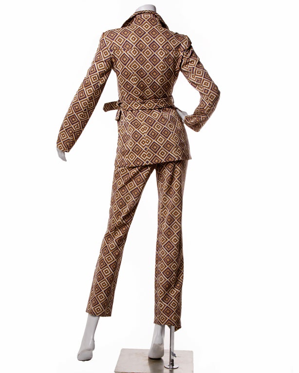 Fall 1996 Prada Suit- Printed Jacket + Pants Set Sz 38 In Excellent Condition In Sparks, NV