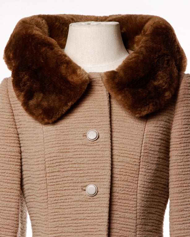Women's Vintage 1960's Lilli Ann Scalloped Buttery Soft Fur + Wool Coat