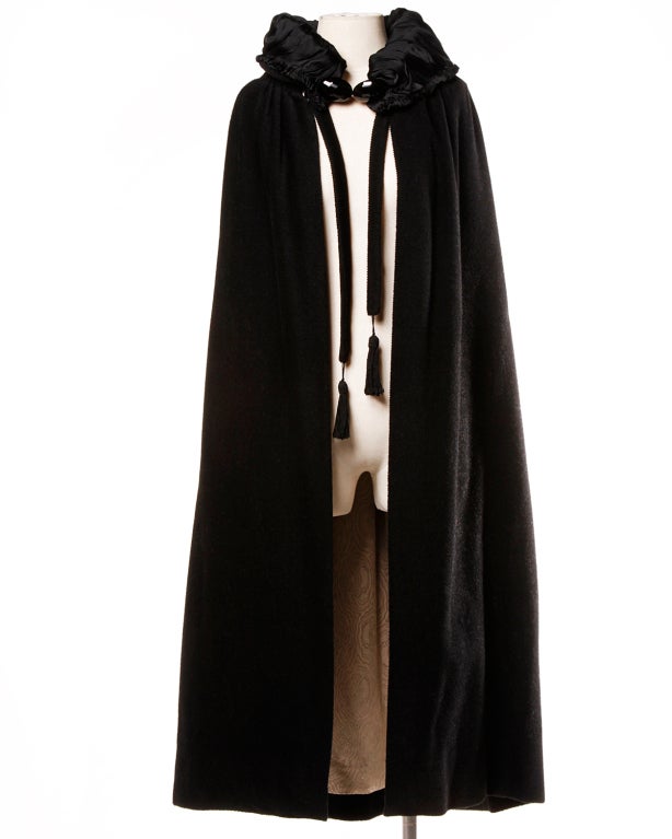 Antique Edwardian Opera Cape Coat w Origami Silk Collar + Lining