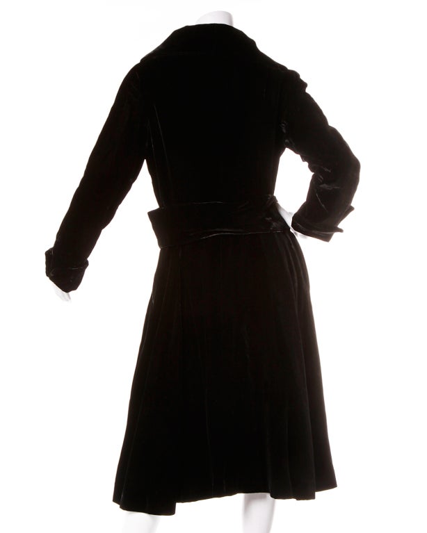 Women's Vintage Silk Velvet Evening Coat with Rhinestone Buttons