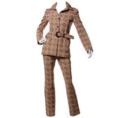 Fall 1996 Prada Suit- Printed Jacket + Pants Set Sz 38