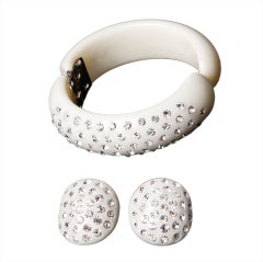 Vintage Classic Weiss clamper bracelet + earrings