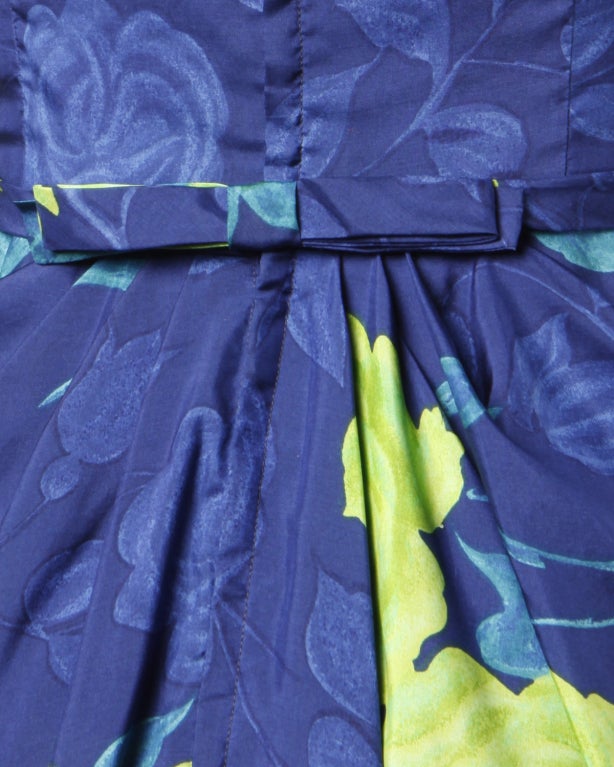 Philip Hulitar Vintage 1950's Floral Silk Bombshell Wiggle Dress 1