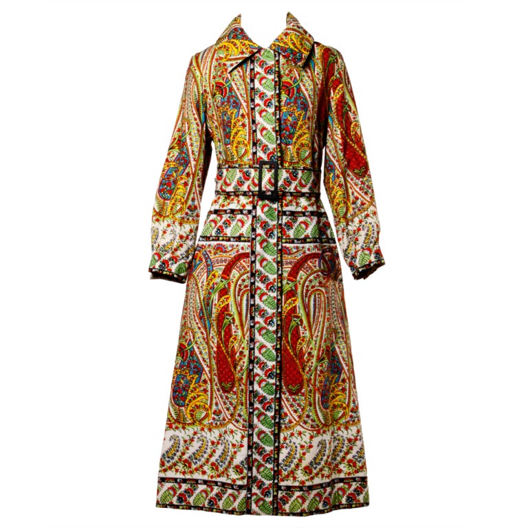 Bill Blass for Bond Street Vintage 1970's Tapestry Coat + Belt