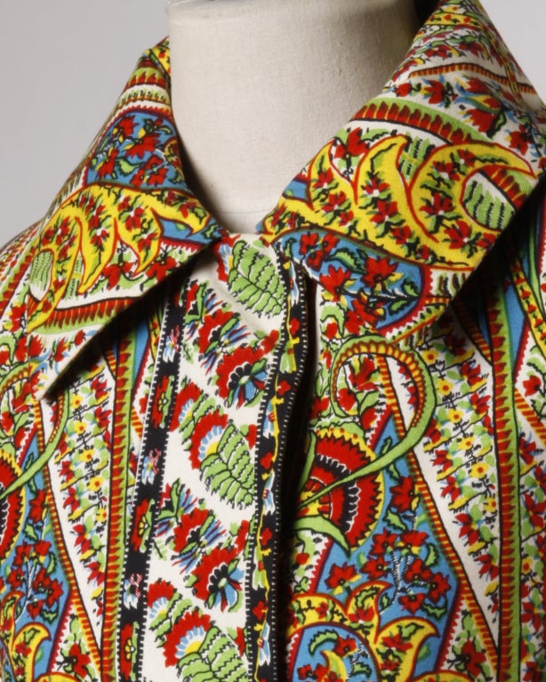 Bill Blass for Bond Street Vintage 1970's Tapestry Coat + Belt 1