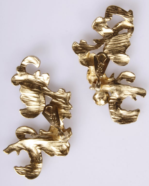 Women's YSL Oversize Vintage Yves Saint St Laurent Gold HUGE! Earrings