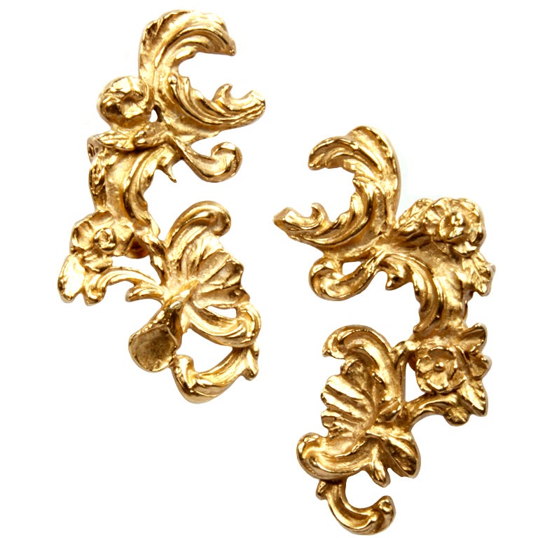 YSL Oversize Vintage Yves Saint St Laurent Gold HUGE! Earrings