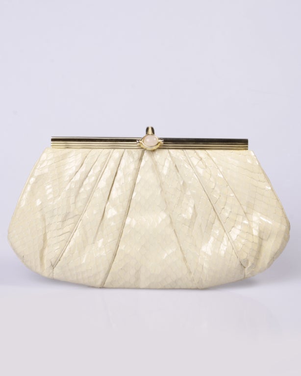 Judith Leiber white snakeskin clutch with a 41